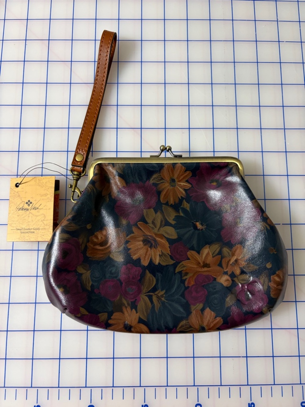 Floral Leather Wristlet Clutch - Multicolor
